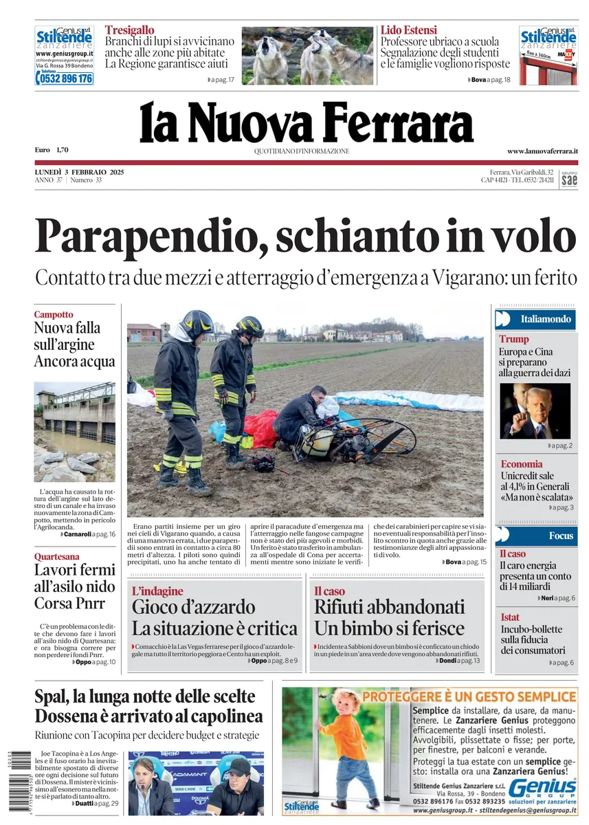 Prima-pagina-nuova ferrara-oggi-edizione-del-2025-02-03